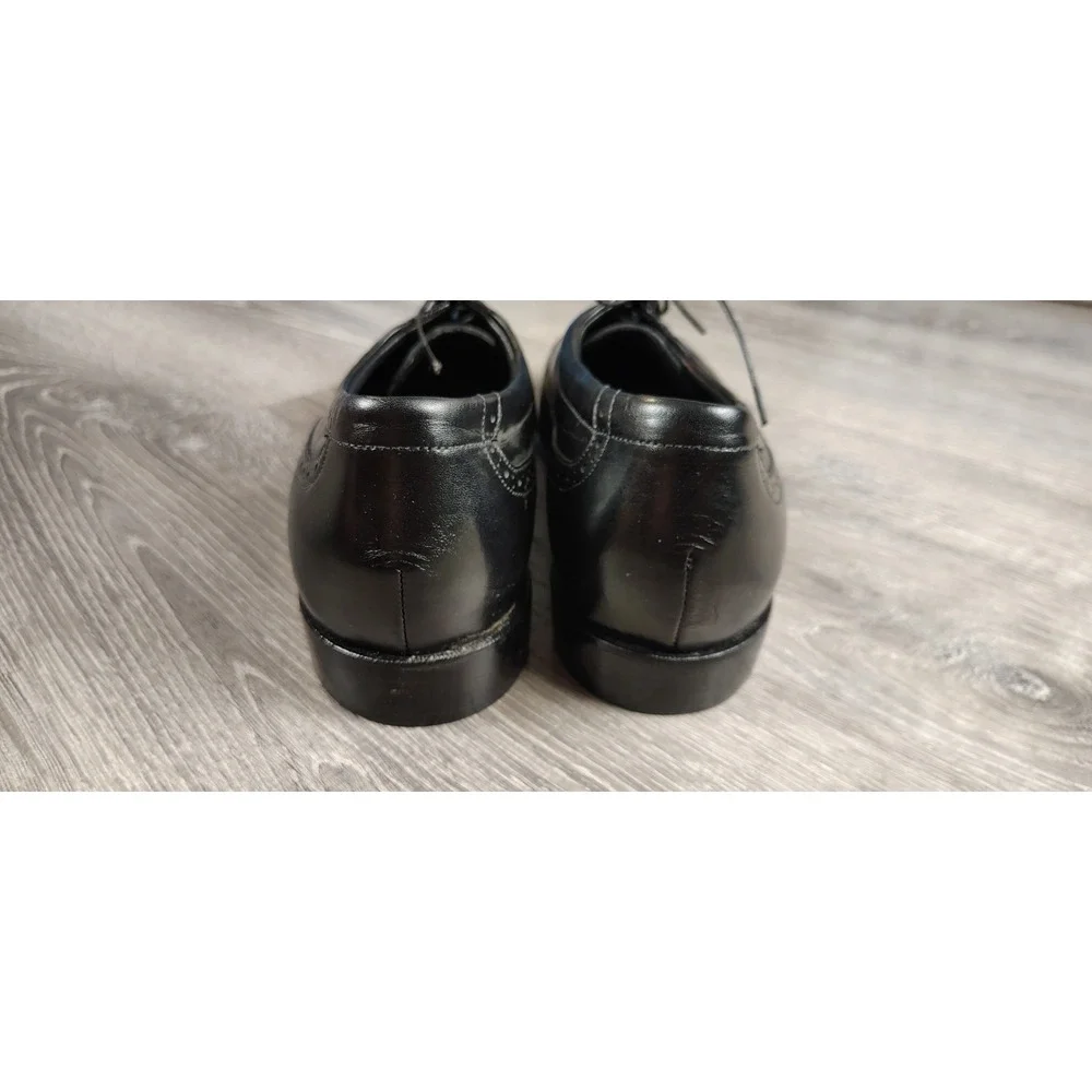 Easy Spirit Men 12 Black Leather Cap Toe‎ Oxford Brogue Dress Shoes Lace USA